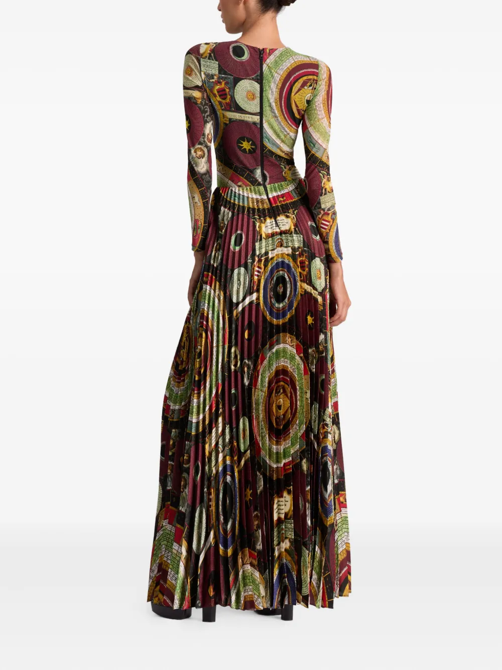 Alice And Olivia Ivey Sunburst-pleated Maxi Dress In Multi