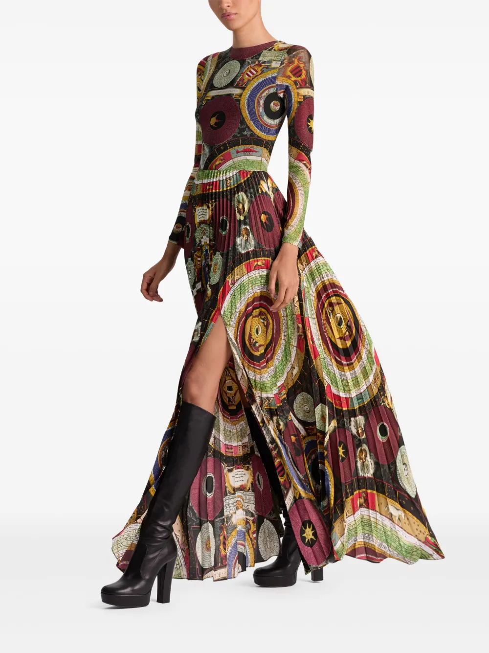 Alice And Olivia Ivey Sunburst-pleated Maxi Dress In Multi