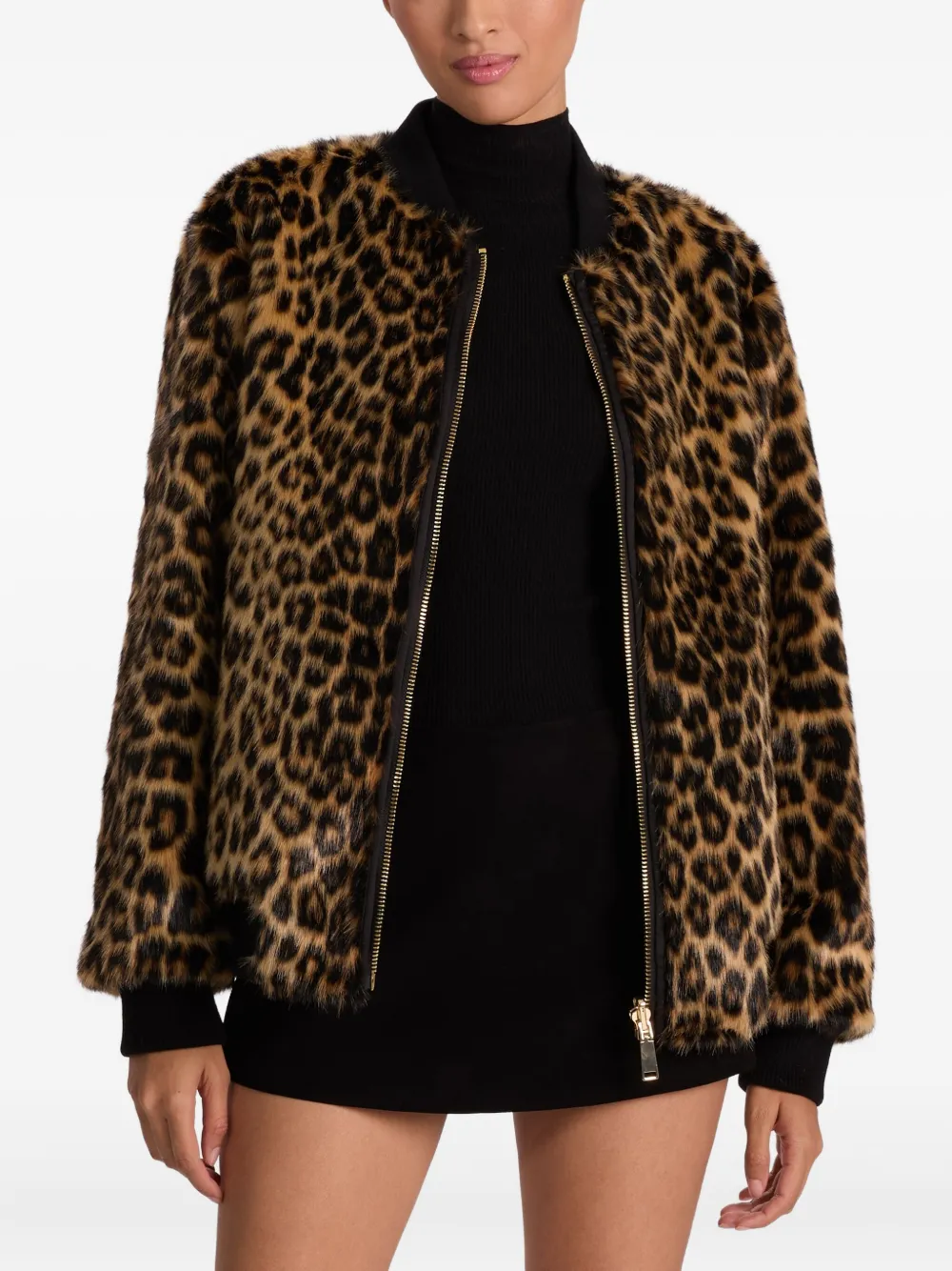 Alice And Olivia Becky Reversible Faux Fur Bomber Jacket In Brown
