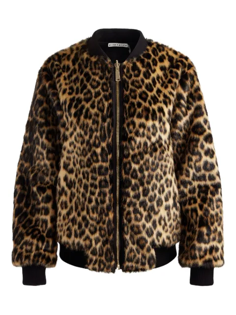 alice + olivia leopard-print bomber jacket