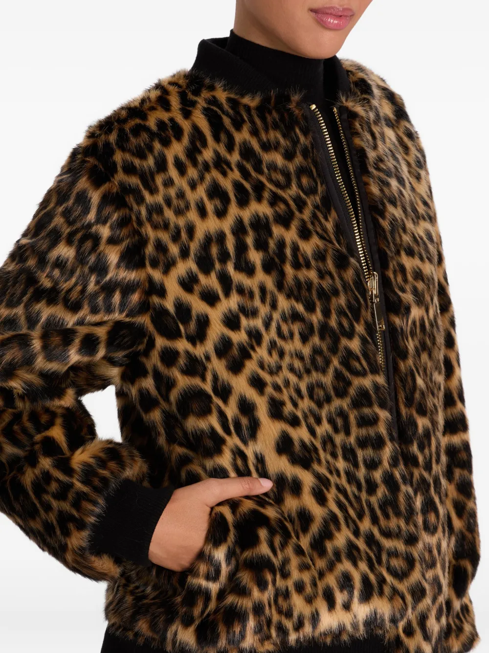 Alice And Olivia Becky Reversible Faux Fur Bomber Jacket In Brown