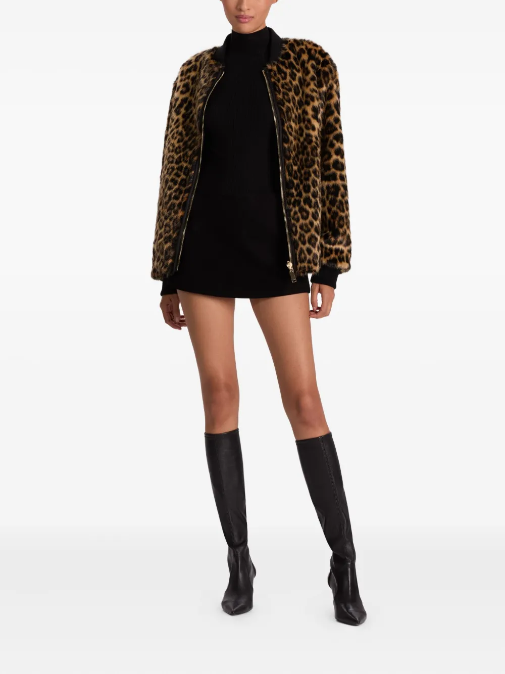 Alice And Olivia Becky Reversible Faux Fur Bomber Jacket In Brown