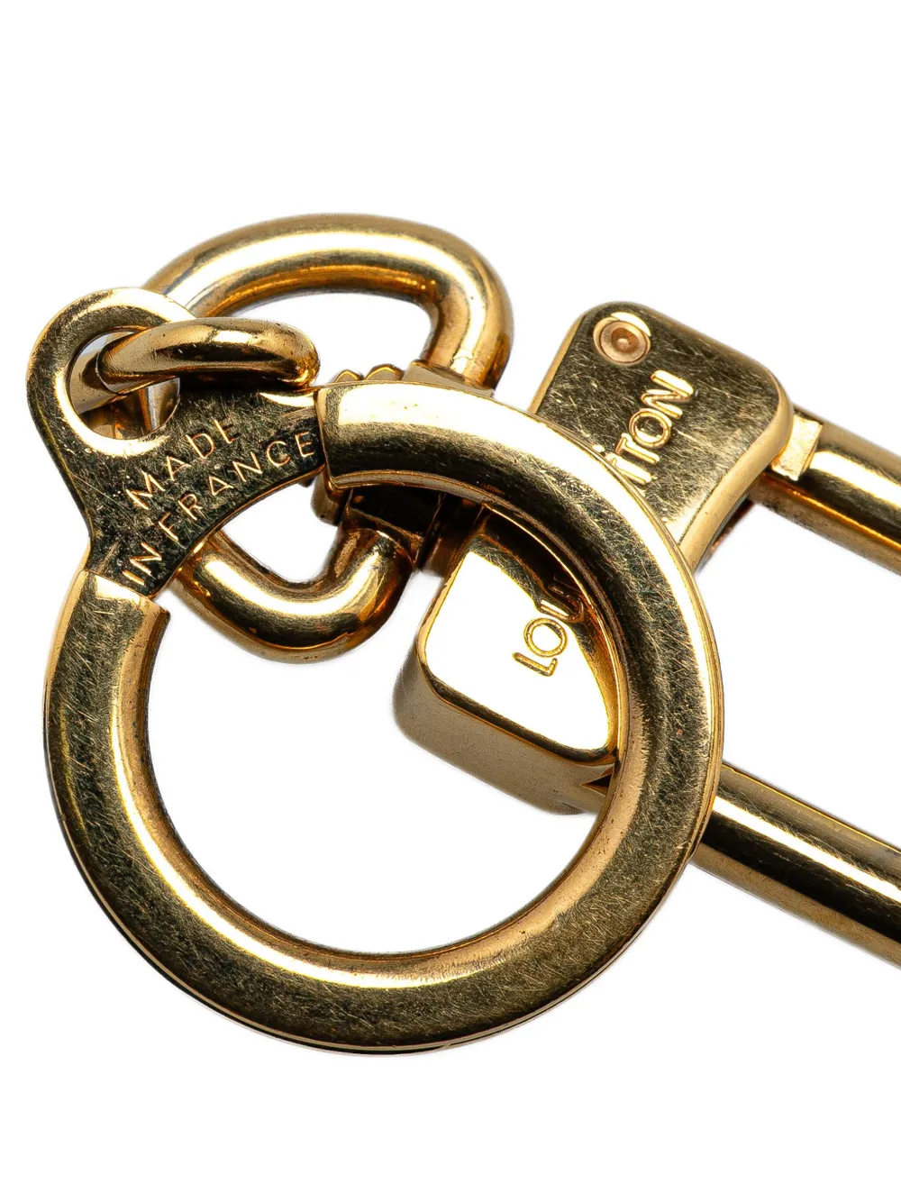 Pre-owned Louis Vuitton 2000-2025 Brass Pochette Extender Ring Key Chain In Gold