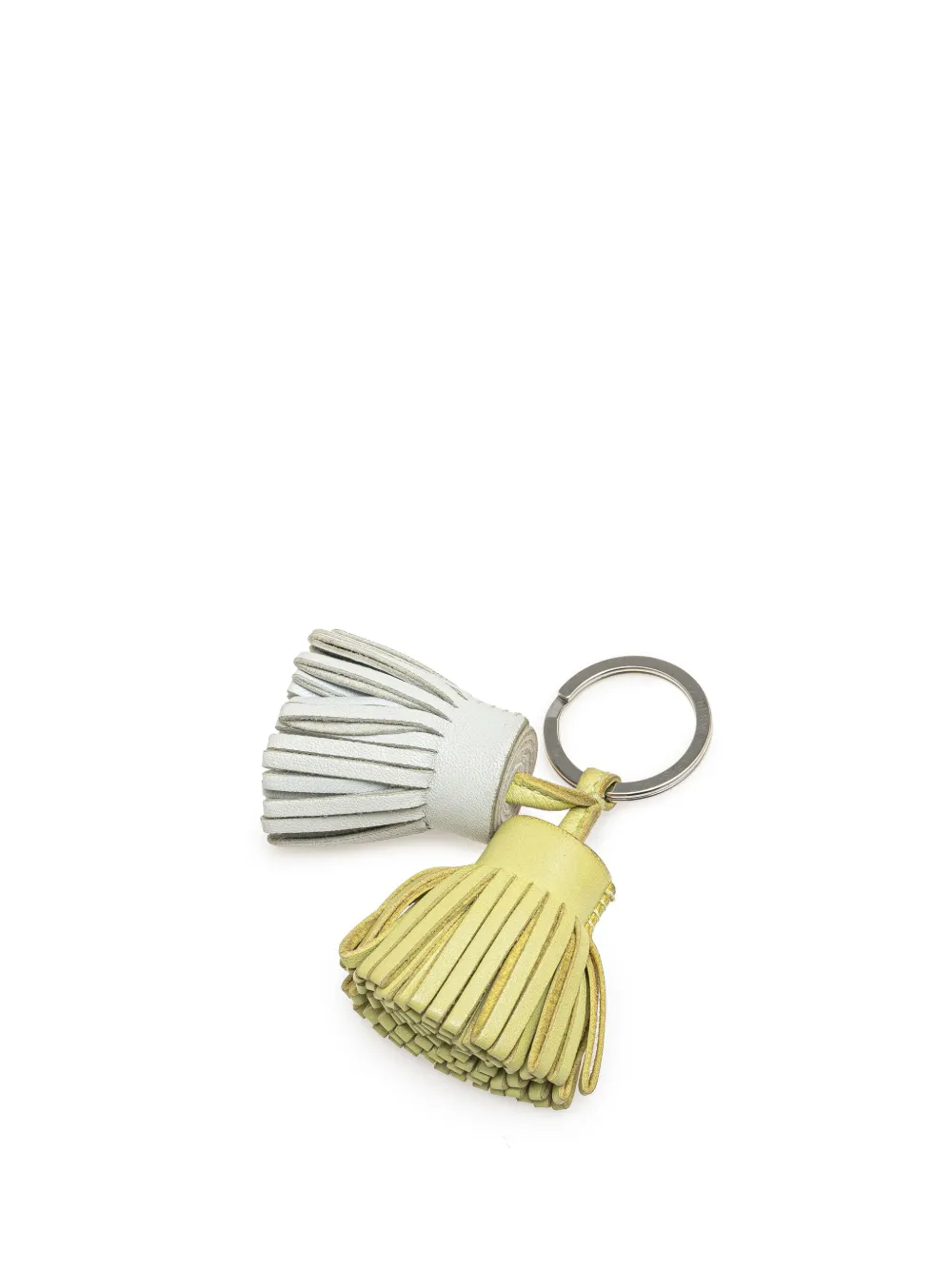Pre-owned Hermes 2015-2025 Milo Lambskin Carmen Uno Dos Ring Key Holder In Gray
