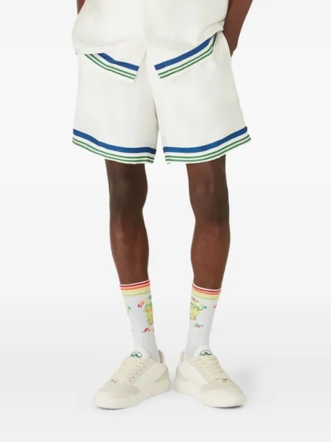 Casablanca motif-embroidered striped shorts