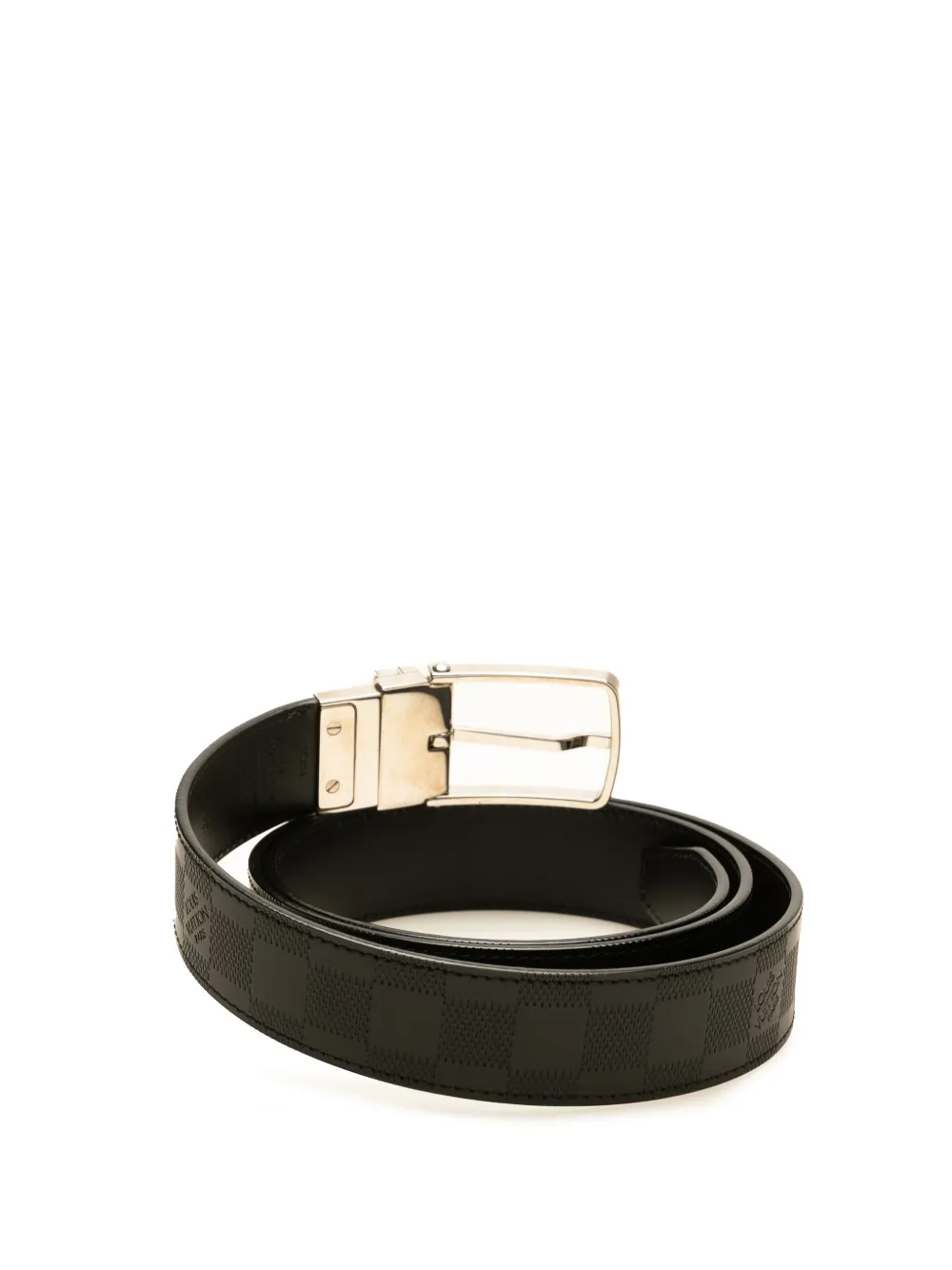 Pre-owned Louis Vuitton 2014 Damier Infini Boston Reversible Belt In Black