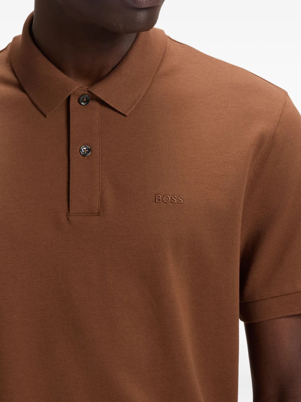 BOSS Poloshirt met geborduurd logo Bruin