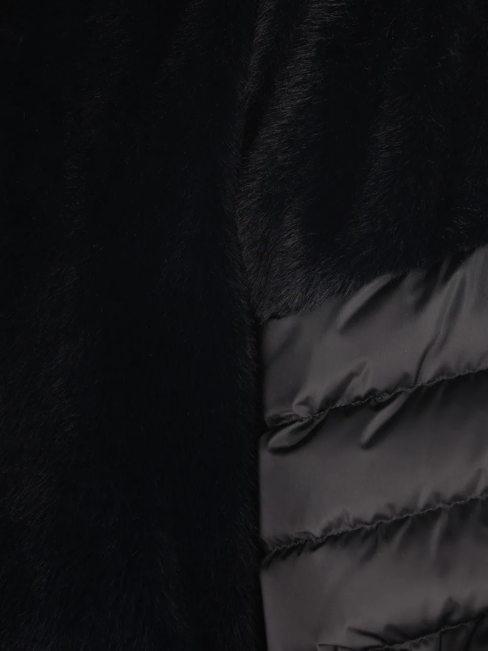Herno Satin Short Sleeve Faux Fur Jacket In Black