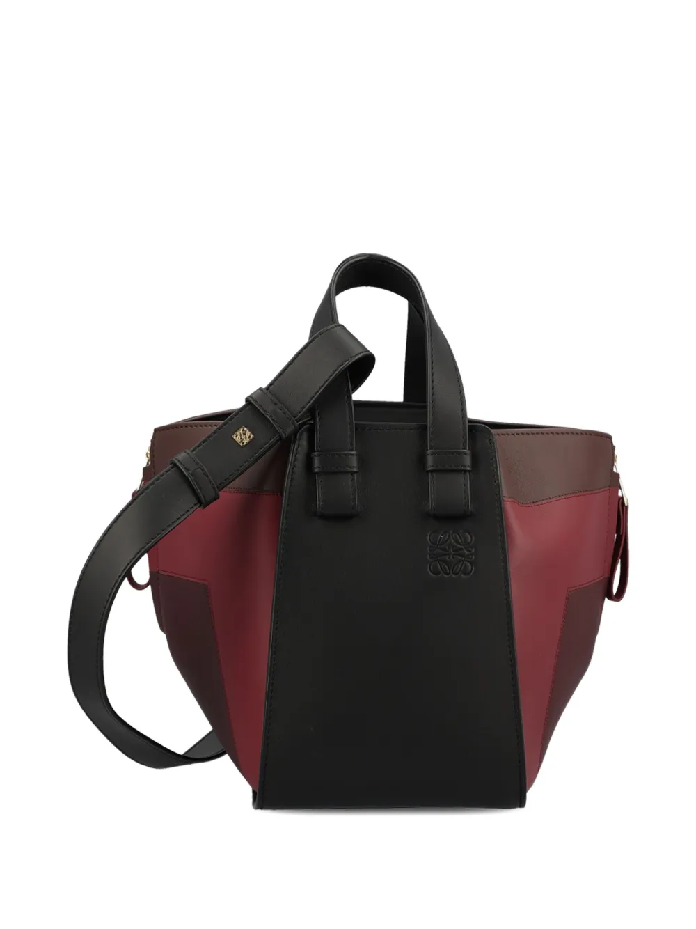 Loewe X Albers Hammock Panelled Leather Tote Bag In Black