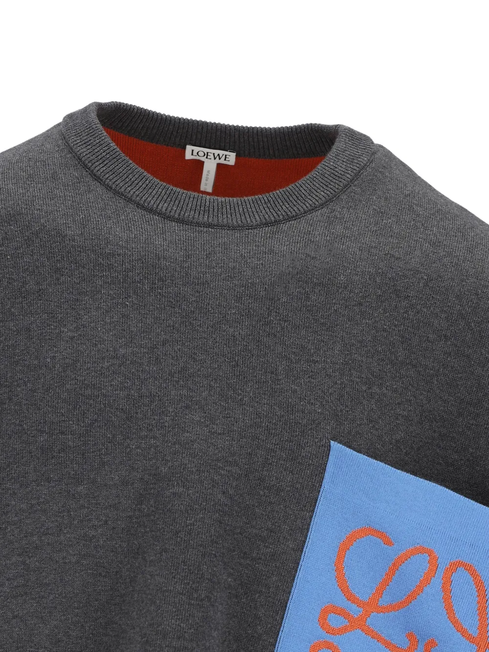 Loewe Logo-patch Pocket Sweater In Gray