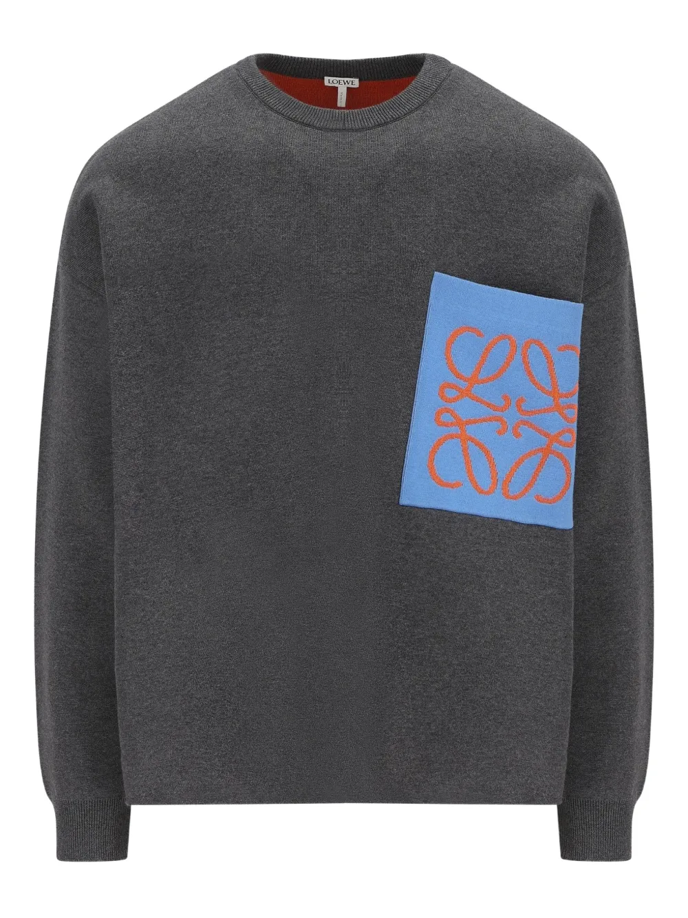 Loewe Logo-patch Pocket Sweater In Gray