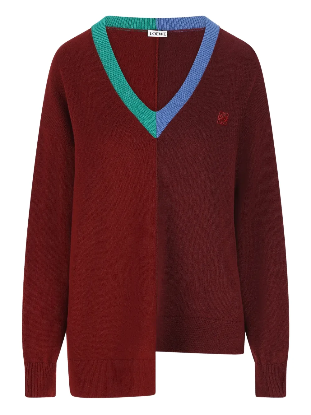 Loewe Asymmetric Embroidered Wool-blend Sweater In Multi