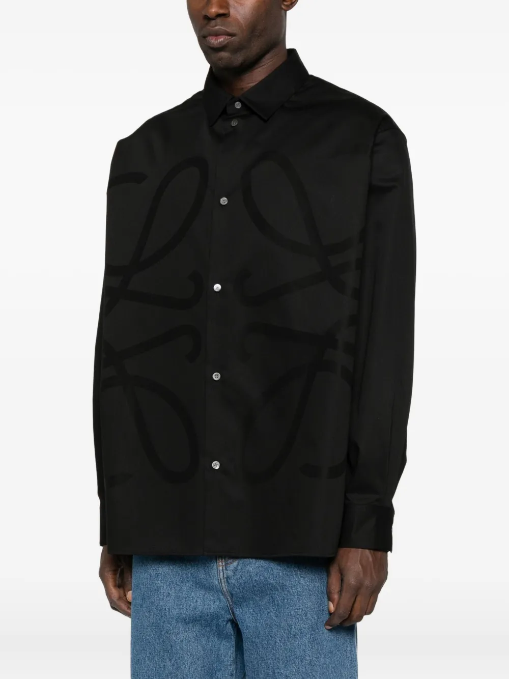 LOEWE Overhemd met reliëf logo Zwart