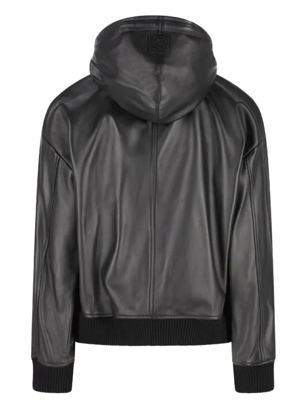LOEWE Hooded Leather Jacket | Black | FARFETCH