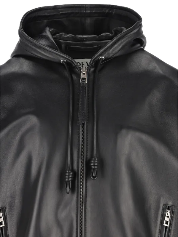 LOEWE Hooded Leather Jacket | Black | FARFETCH