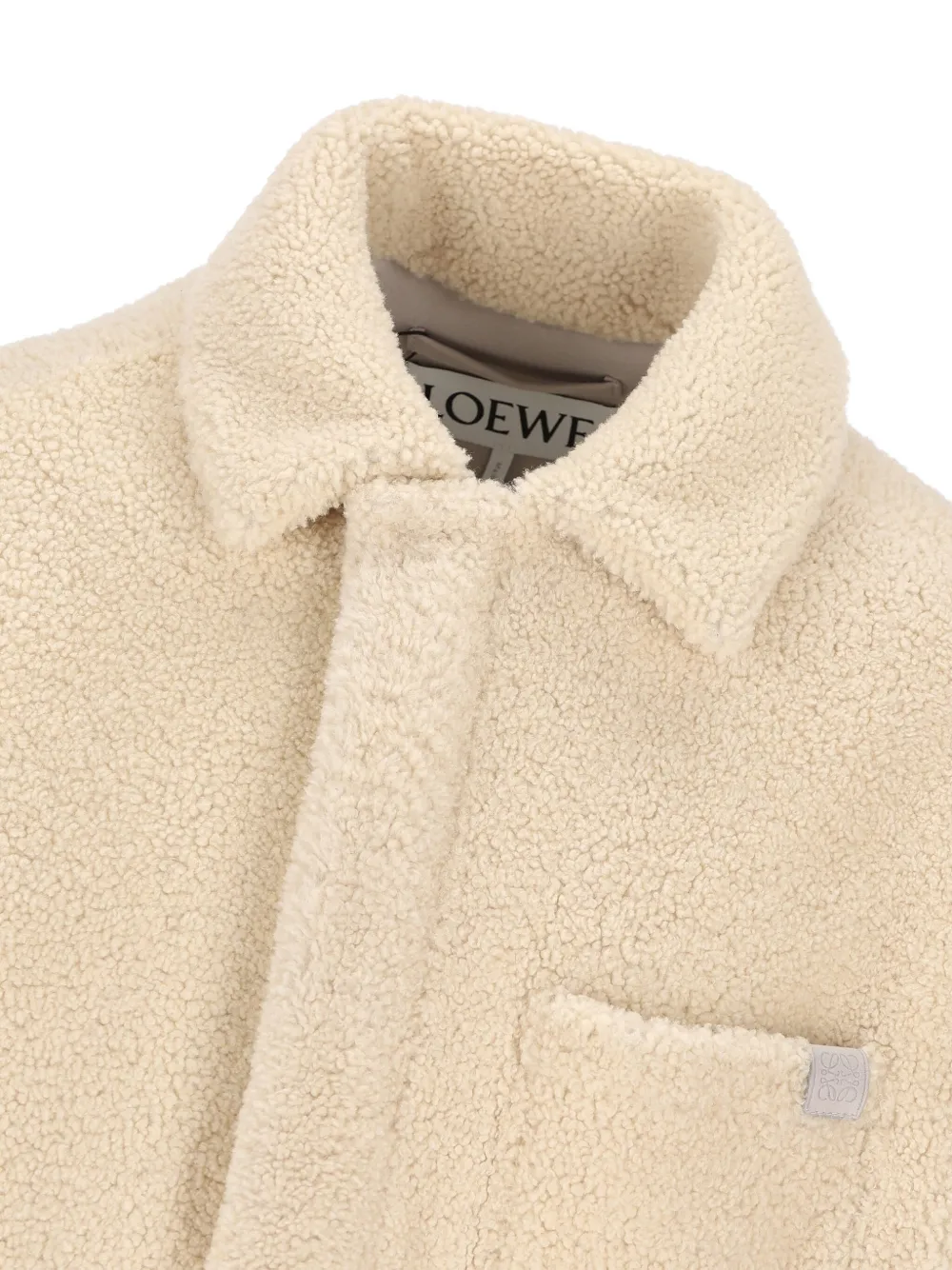Loewe Shearling Buttoned Jacket In Neutral
