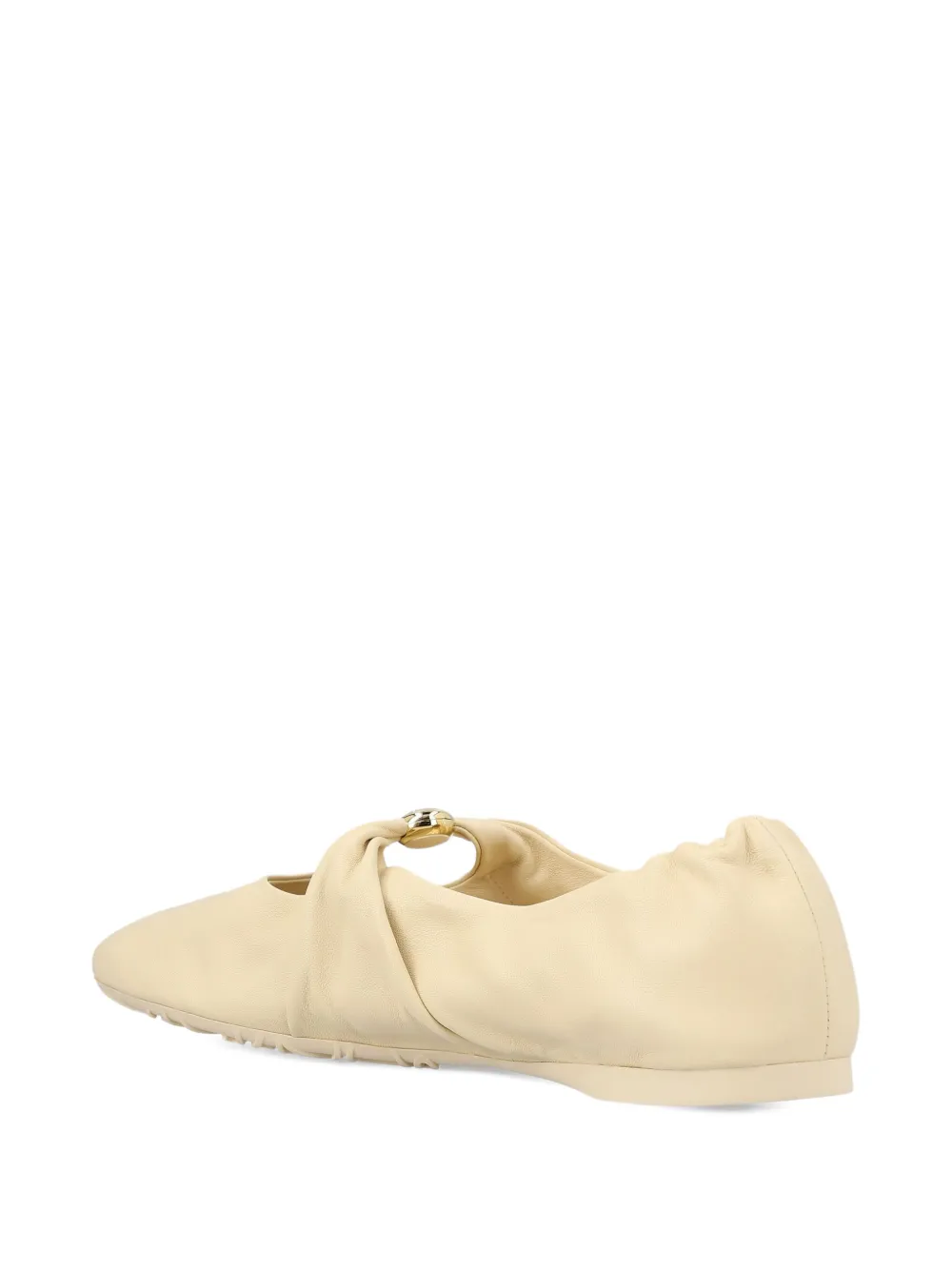 Loewe Pebble Soft Pleated Knot Ballet Flats In Neutral