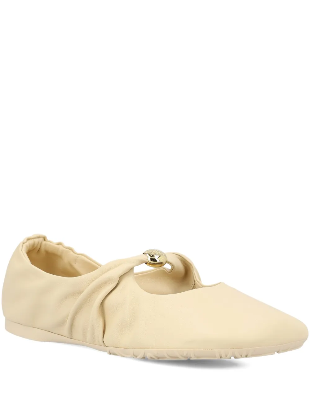 Loewe Pebble Soft Pleated Knot Ballet Flats In Neutral
