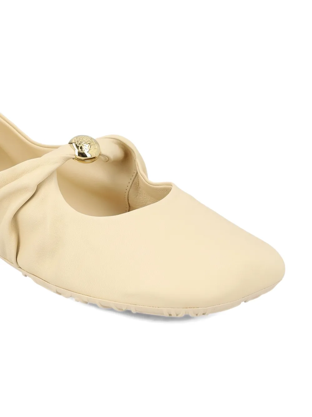 Loewe Pebble Soft Pleated Knot Ballet Flats In Neutral
