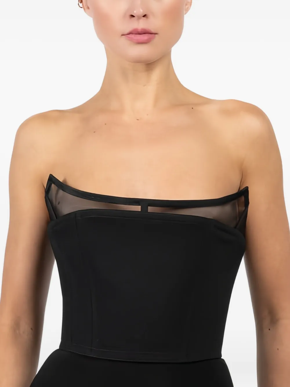 Blumarine Crêpe top met mesh Zwart