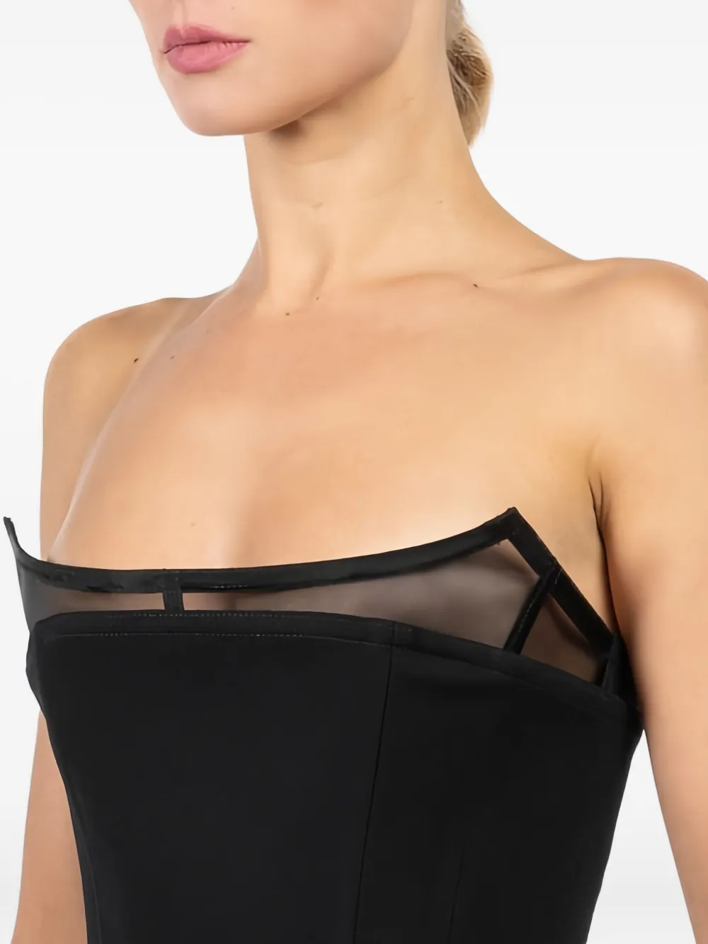 Blumarine Crêpe top met mesh Zwart