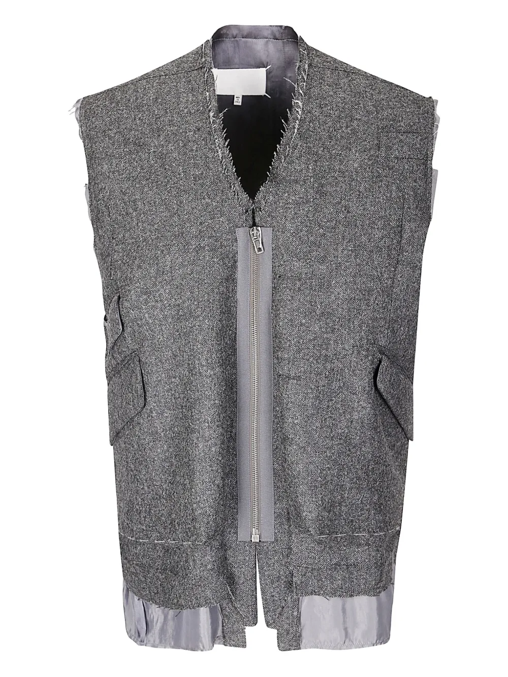 Maison Margiela Frayed-edges Gilet In Gray