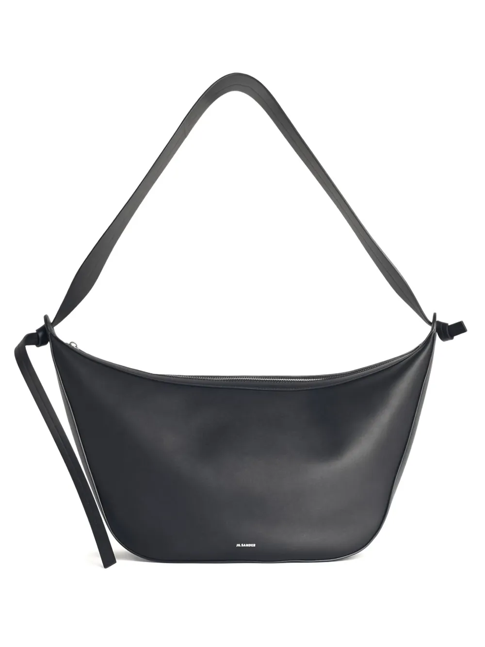 Jil Sander Knotted Leather Shoulder Bag In Black