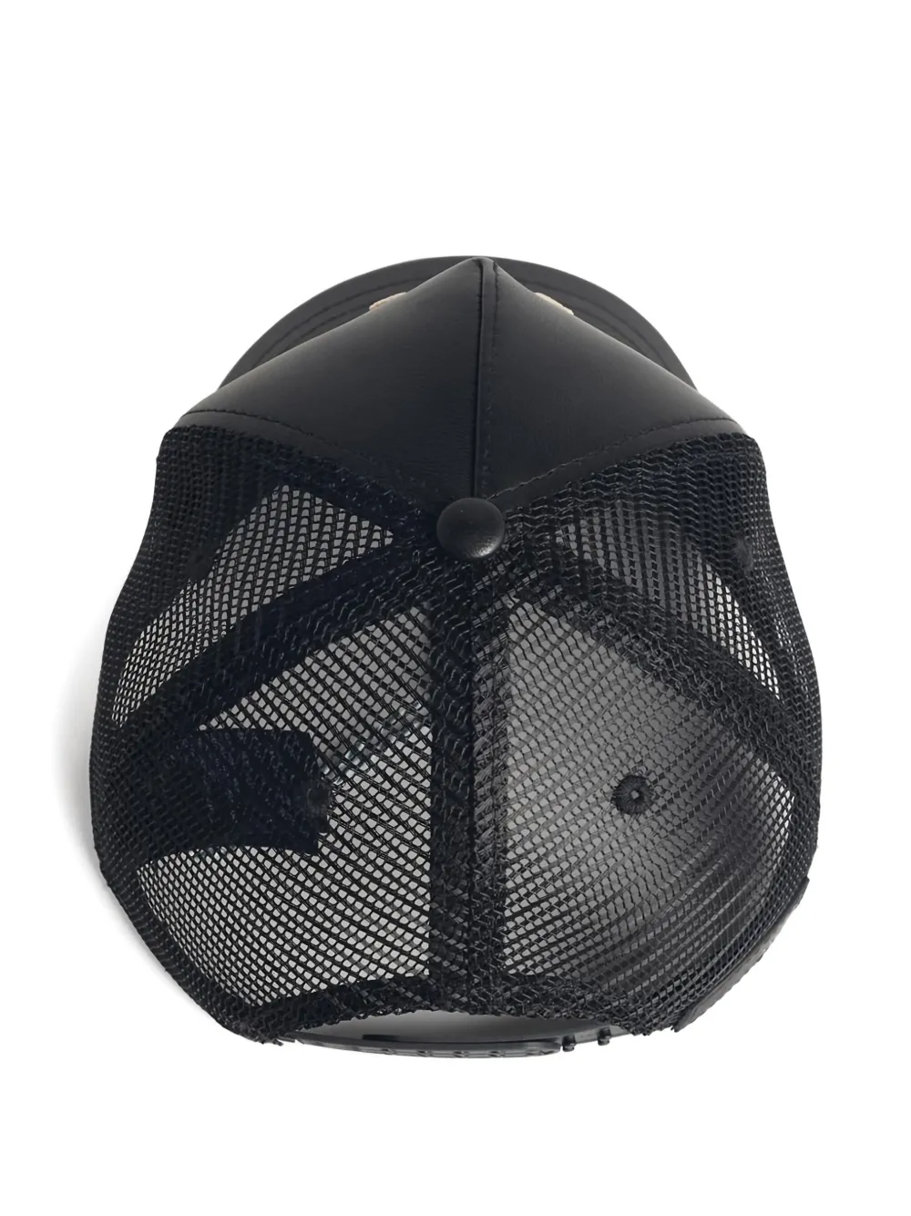 Amiri Leather Cap With Curved Brim And Mesh Back In Black