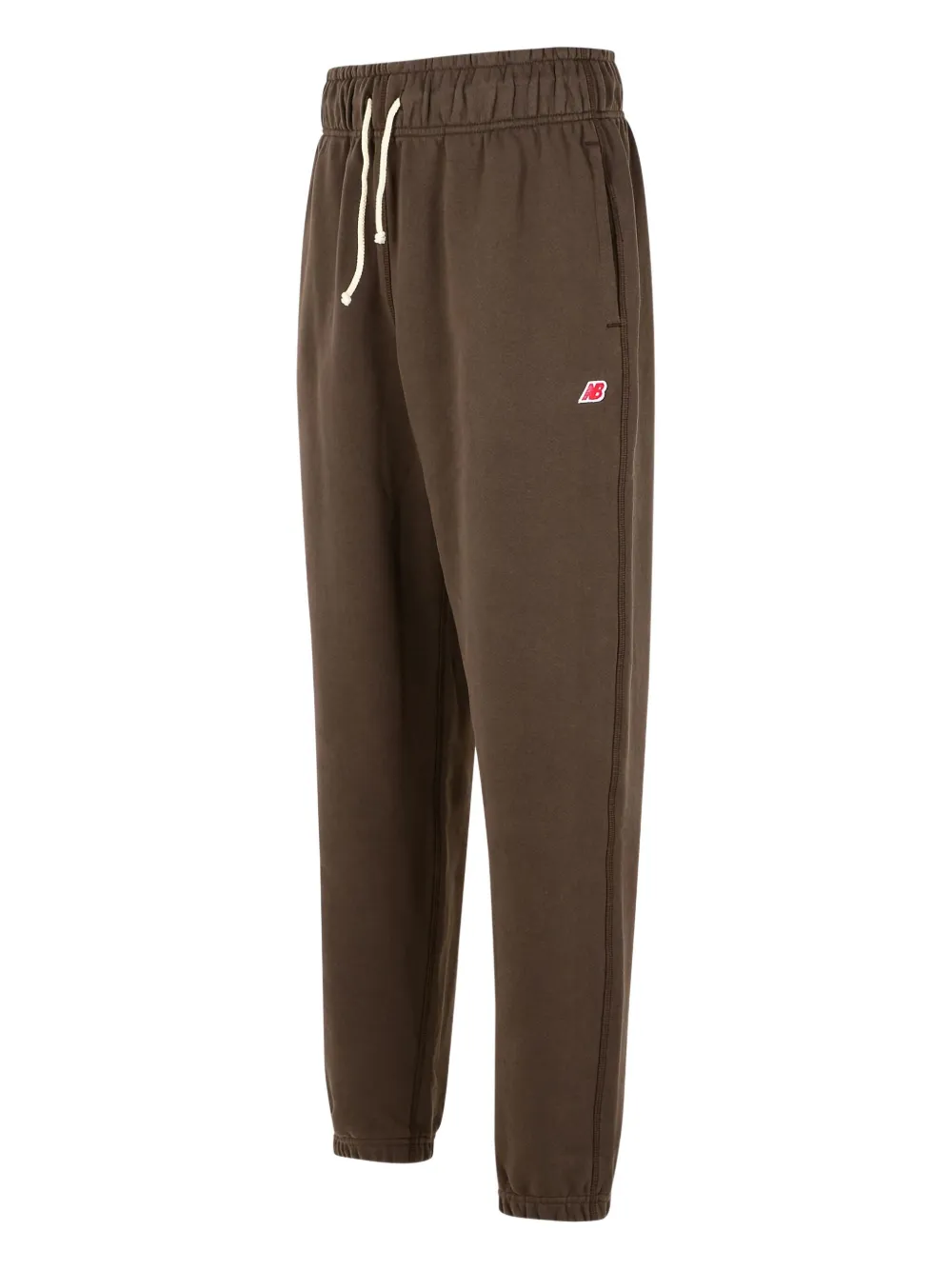 New Balance Elastic-waistband Logo-patch Track Pants In Brown