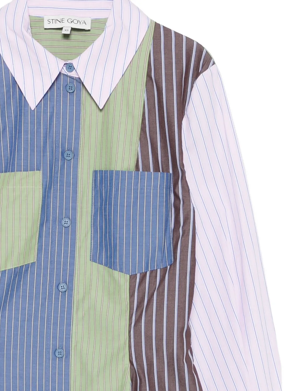 Stine Goya Stripe Peplum Organic Cotton Shirt In Multi