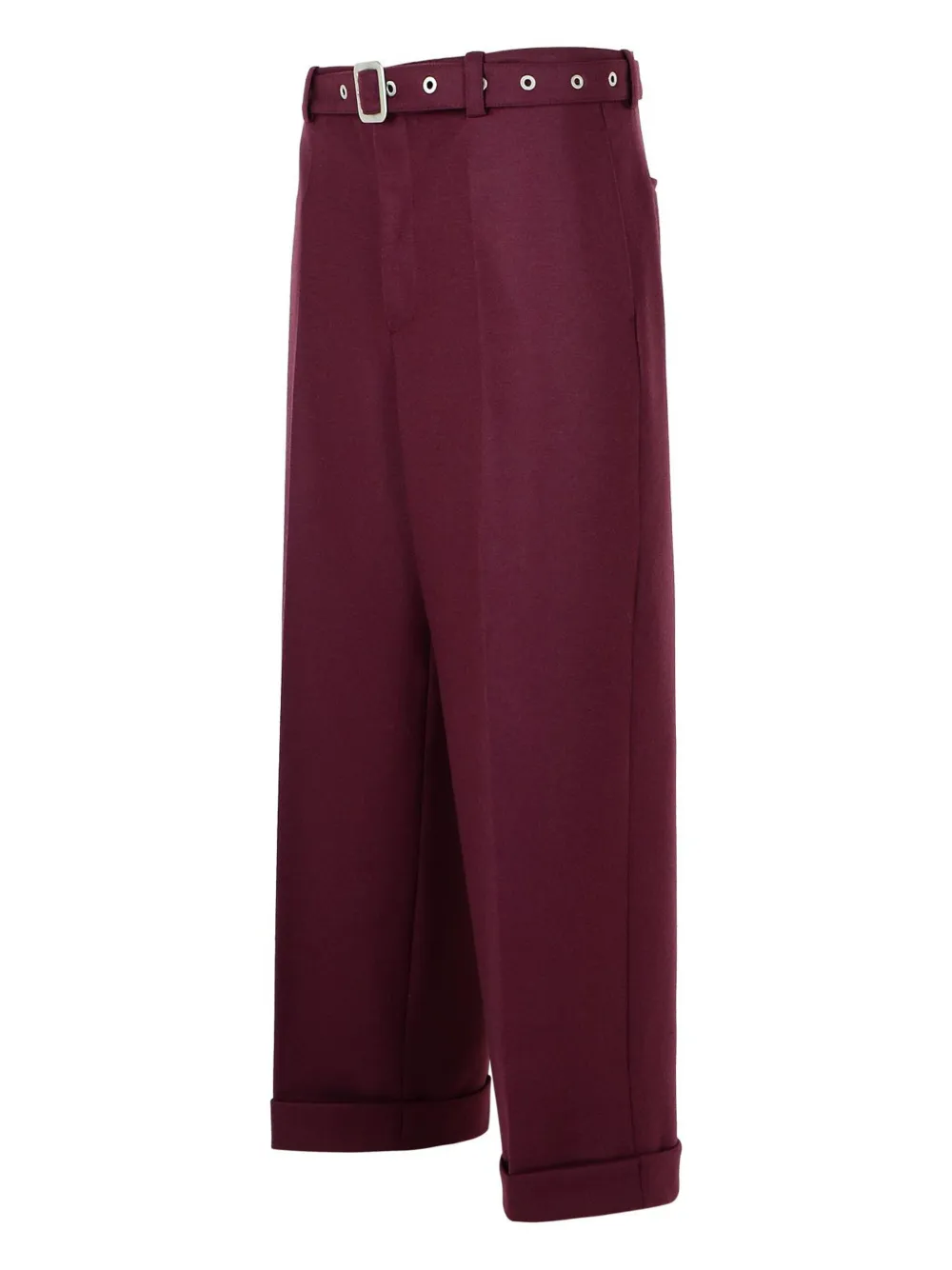 Jil Sander Tailored Wool Trousers Buckle Detail In Red