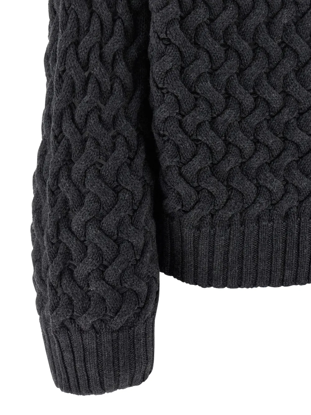 P.a.r.o.s.h Braided Wool High-neck Sweater In Black