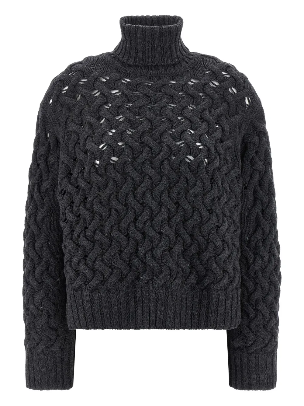 P.a.r.o.s.h Braided Wool High-neck Sweater In Black