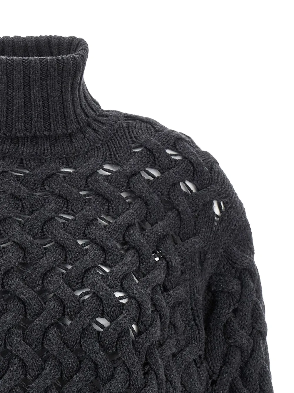 P.a.r.o.s.h Braided Wool High-neck Sweater In Black