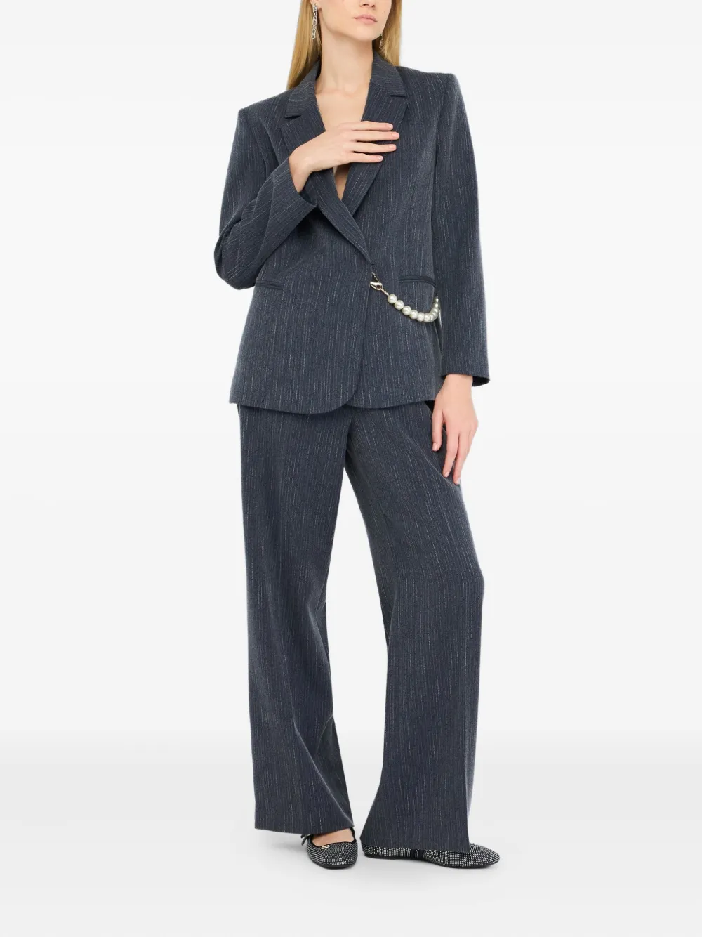 LIU JO pinstripe pearl-embellished blazer | Blazers | Image 2