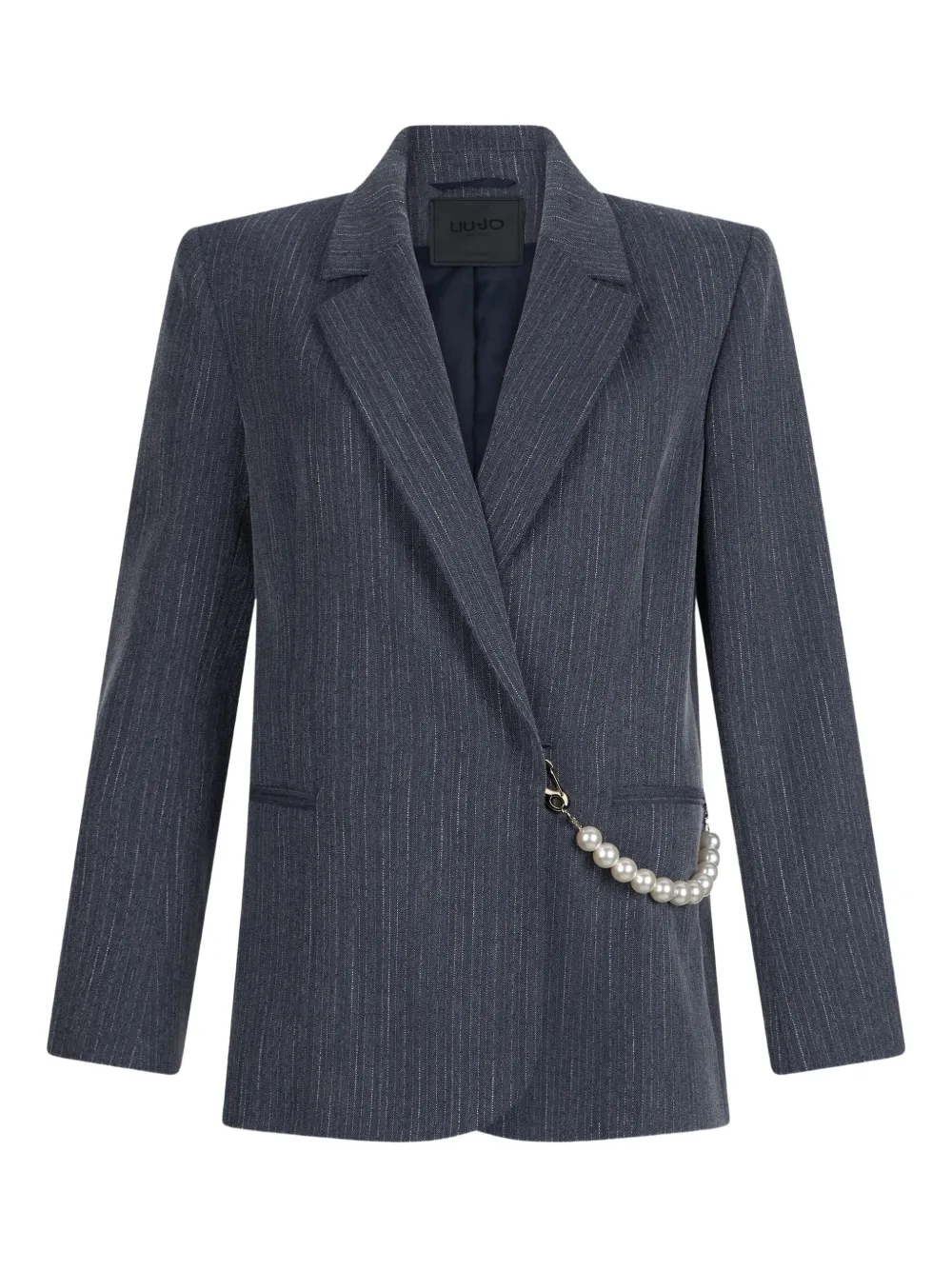 LIU JO pinstripe pearl-embellished blazer | Blue | Image 1