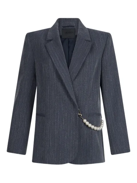 LIU JO blazer con detalle de perlas y rayas diplomáticas estampadas