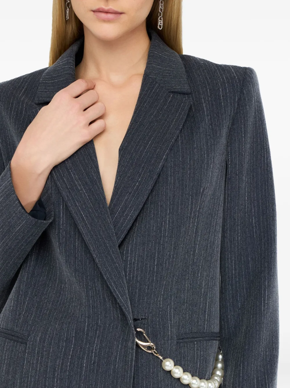 Liu •jo Pinstripe Flannel Blazer In Blue