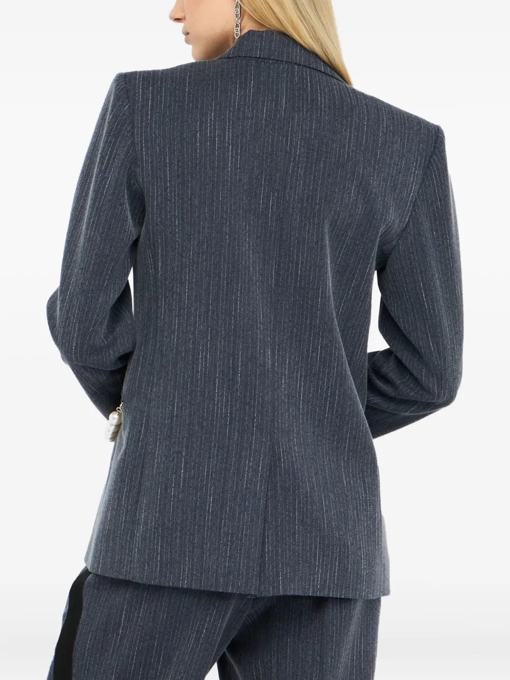 Liu •jo Pinstripe Flannel Blazer In Blue