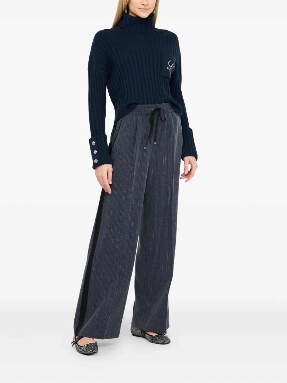 LIU JO Pinstripe flannel trousers - Blauw