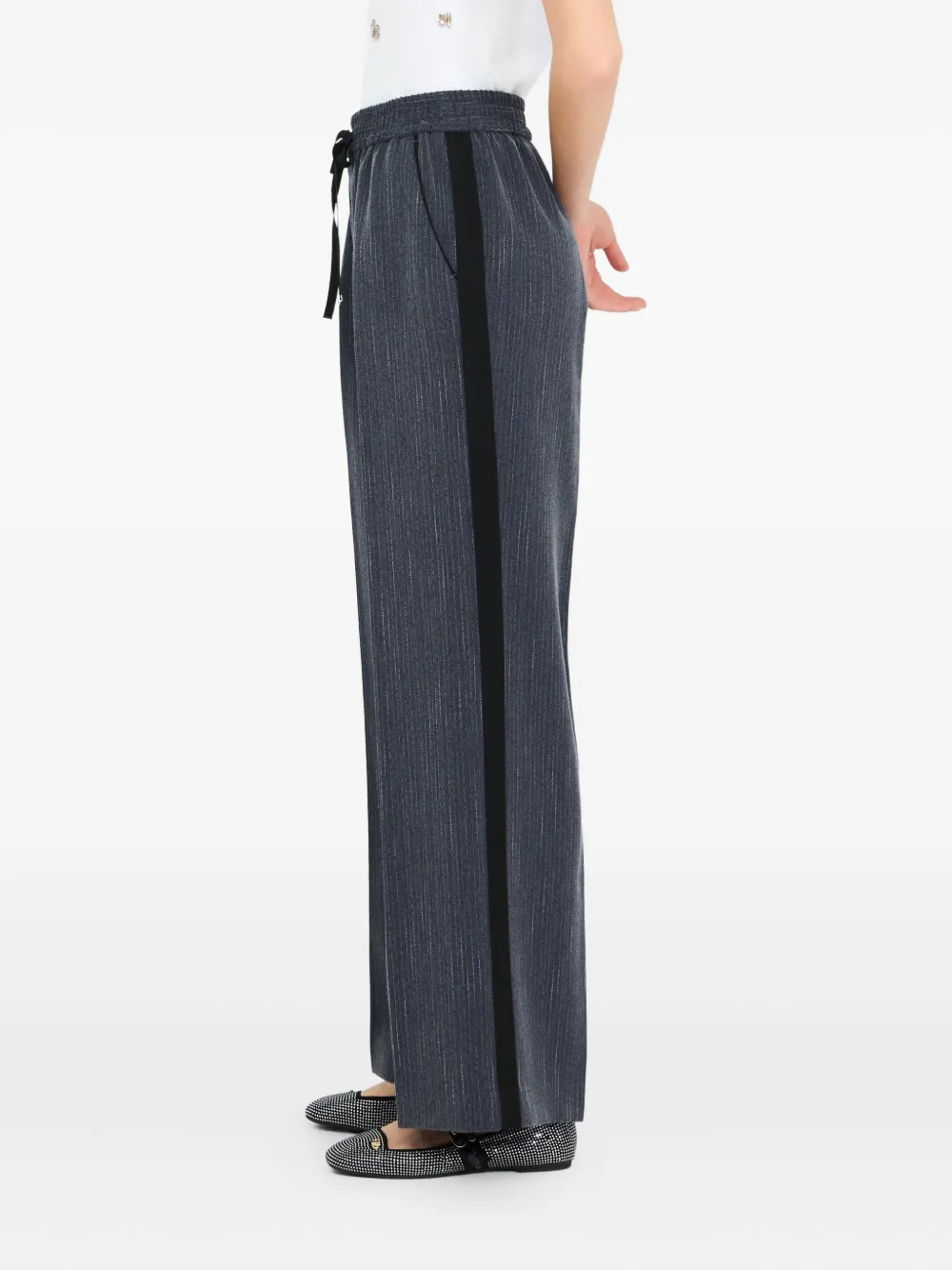 Liu •jo Pinstripe Flannel Trousers In Blue
