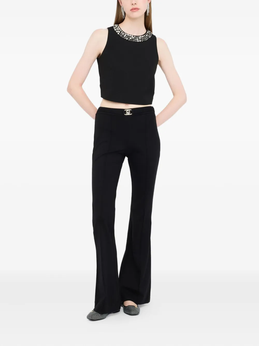Liu •jo Top With Gemstones In Black