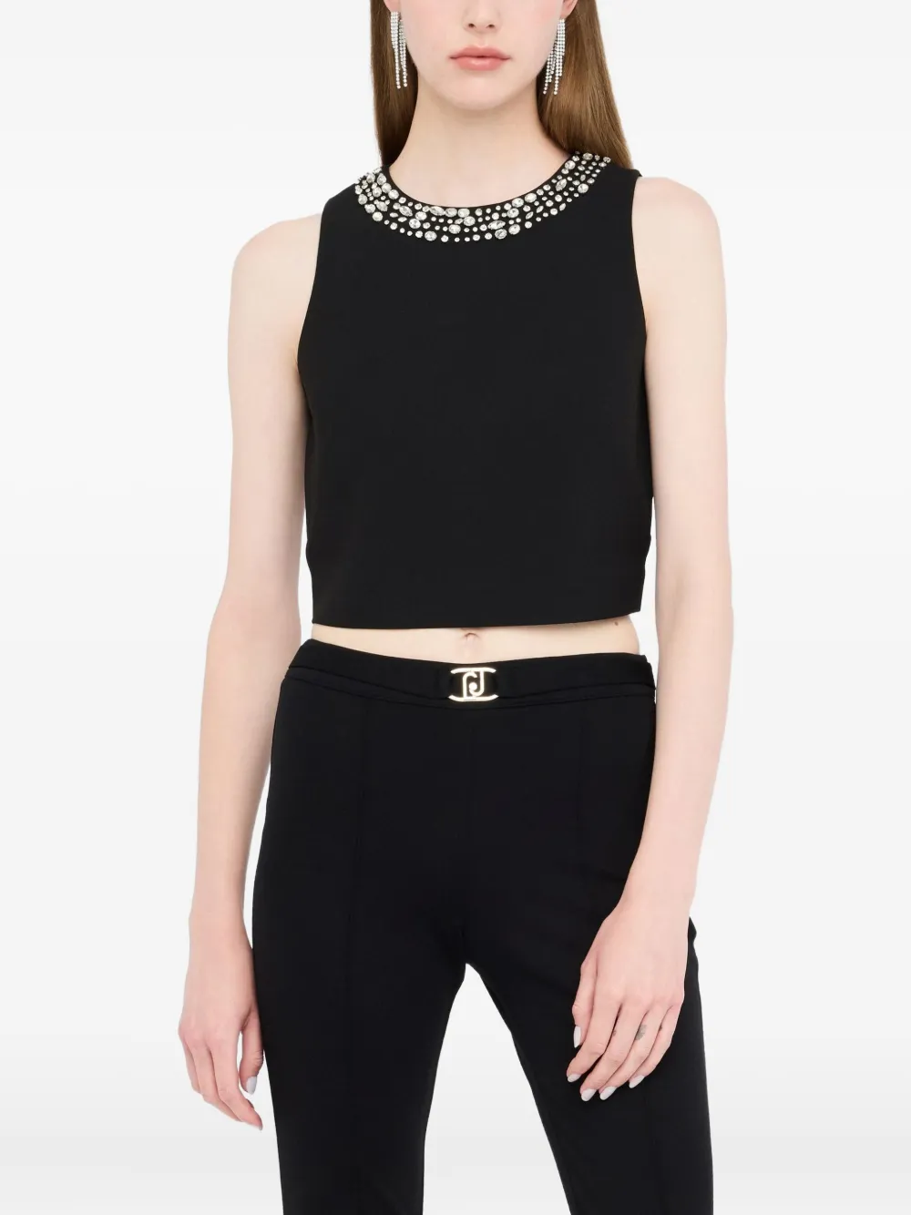 Liu •jo Top With Gemstones In Black