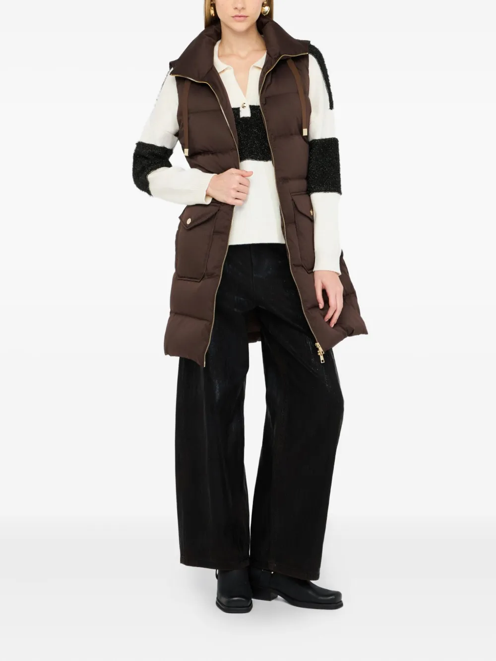 LIU JO Flared jeans with coated detailing - Zwart