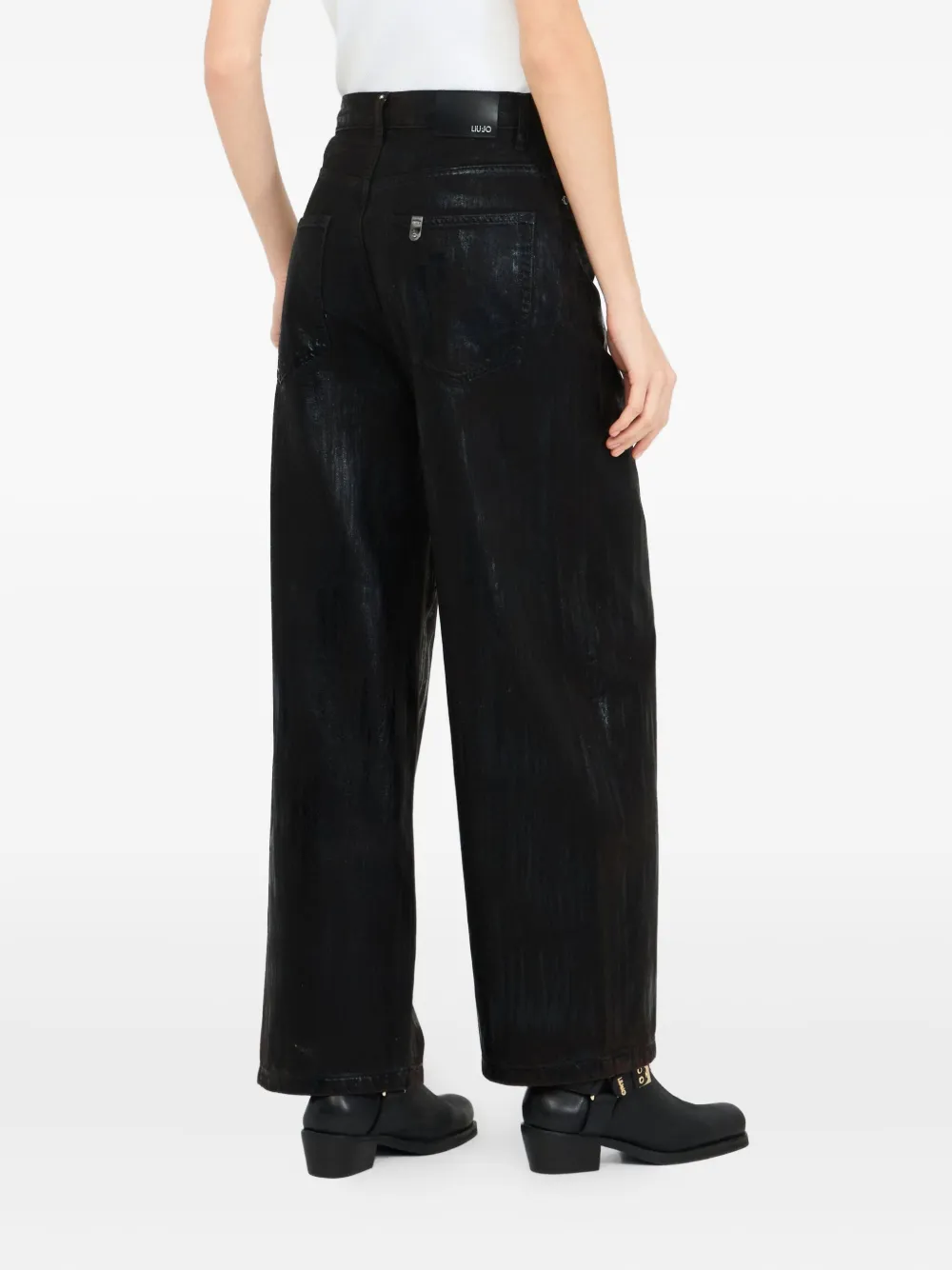 Liu •jo Flared Jeans With Coated Detailing In Black