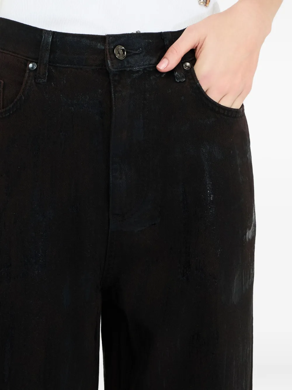 Liu •jo Flared Jeans With Coated Detailing In Black