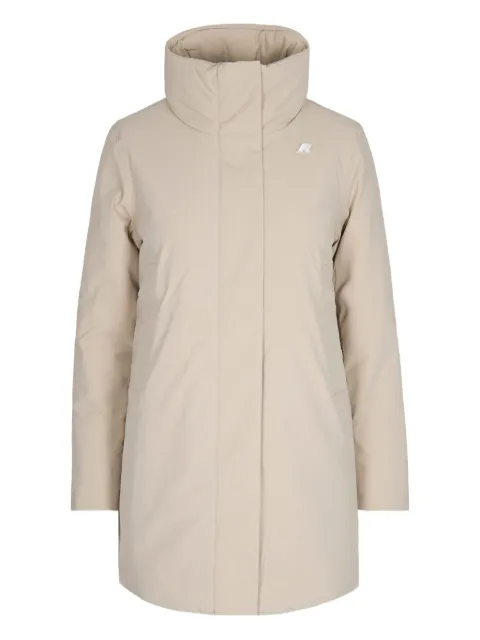 K-Way high-neck logo-plaque coat