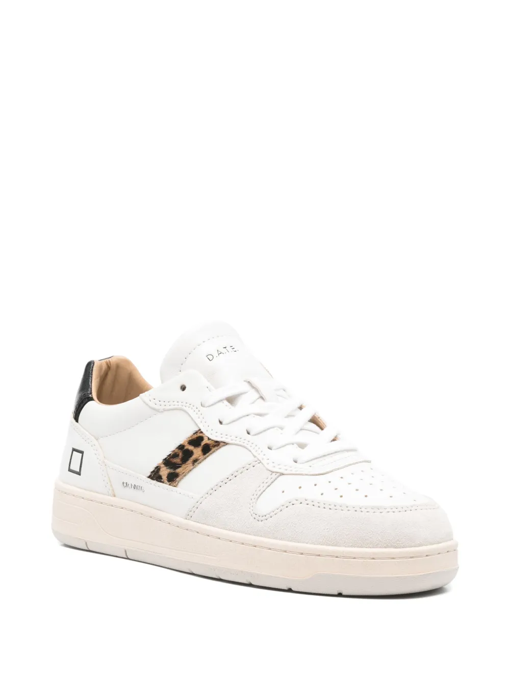 D.A.T.E. leopard-print panel sneakers - Wit