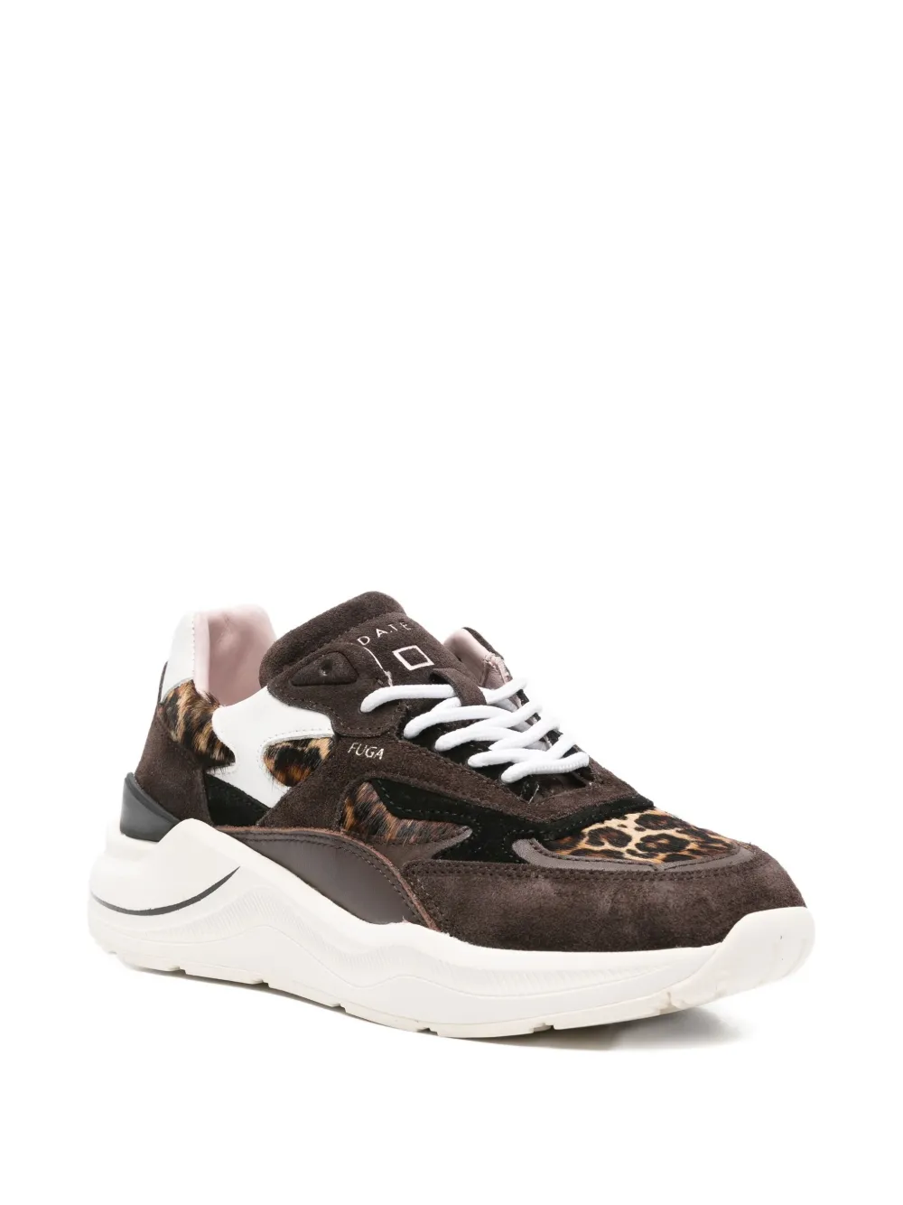 D.A.T.E. leopard-print panelled low-top sneakers - Bruin