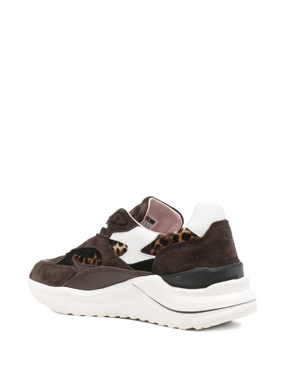 Date Leopard-print Panelled Low-top Sneakers In Brown